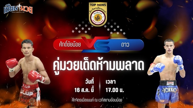 วิเคราะห์มวยวันนี้ ศึกจิตรเมืองนนท์ เป็นการพบกันระหว่าง ศักดิ์ชัยน้อย เอ็ม.ยุ.เด็น และ ดาว จิตรเมืองนนท์