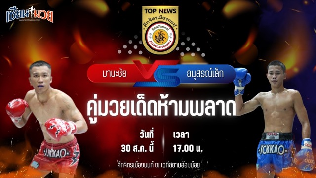 วิเคราะห์มวยวันนี้ ศึกจิตรเมืองนนท์ เป็นการพบกันระหว่าง มานะชัย C.M.A.อะคาเดมี่ และ อนุสรณ์เล็ก ศิษย์บอลสกล