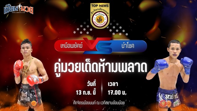 วิเคราะห์มวยวันนี้ ศึกจิตรเมืองนนท์ เป็นการพบกันระหว่าง เหนือพยัคฆ์ ก๋วยบางคอแหลม และ นำโชค บุญลานนามวยไทย