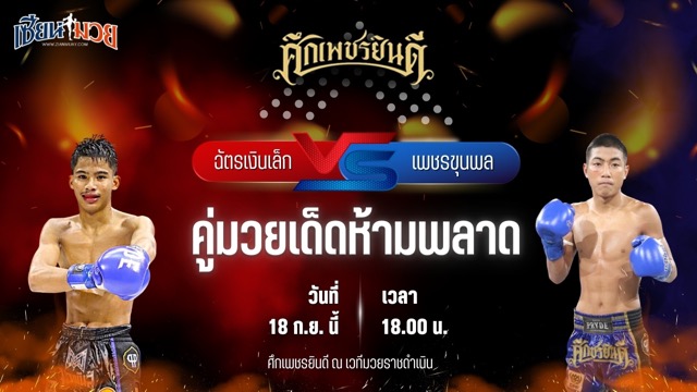 วิเคราะห์มวยวันนี้ ศึกเพชรยินดี เป็นการพบกันระหว่าง ฉัตรเงินเล็ก ปานนิวัฒน์มวยไทยยิมส์ และ เพชรขุนพล เกียรติจำรูญ