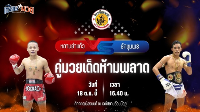 วิเคราะห์มวยวันนี้ ศึกจิตรเมืองนนท์ เป็นการพบกันระหว่าง หลานย่าแก้ว ก๋วยบางคอแหลม และ รักชุมพร ท่าแซะยาสัตว์