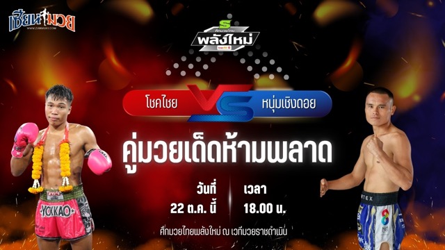 วิเคราะห์มวยวันนี้ ศึกมวยไทยพลังใหม่ เป็นการพบกันระหว่าง โชคไชย ช.แก้ววิเศษ และ หนุ่มเชิงดอย น้ำล้อมยิมส์