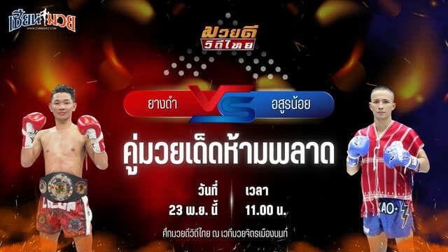 วิเคราะห์มวยวันนี้ ศึกมวยดีวิถีไทย เป็นการพบกันระหว่าง ยางดำ จิตรเมืองนนท์ พบ อสูรน้อย ศิษย์จ่าสิงห์