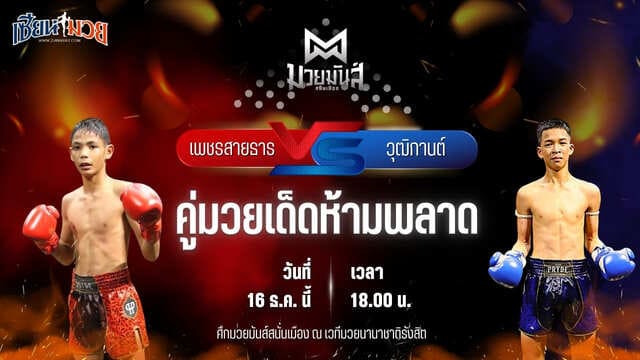 วิเคราะห์มวยวันนี้ ศึกมวยมันส์สนั่นเมือง เป็นการพบกันระหว่าง เพชรชลธาร ศิษย์หลวงพี่น้ำฝน พบ วุฒิกานต์ บูมเด็กเซียน