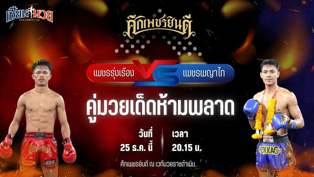 วิเคราะห์มวยวันนี้ ศึกเพชรยินดี เป็นการพบกันระหว่าง เพชรรุ่งเรือง ส.จารุวรรณ พบ เพชรพญาไท แสงมรกต