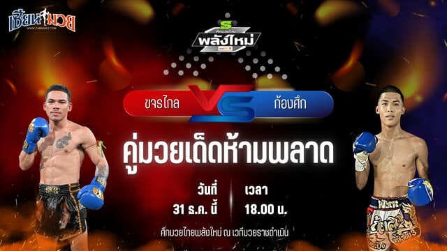 วิเคราะห์มวยวันนี้ ศึกมวยไทยพลังใหม่ เป็นการพบกันระหว่าง ขจรไกล ส.ส.ต้อยแปดริ้ว พบ ก้องศึก ไดอาน่าสามารถ