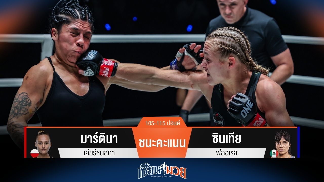 ผลมวยวันนี้ มาร์ตินา ชนะคะแนน ซินเทีย ไปแบบสวยๆ
