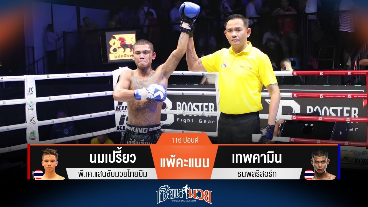 ผลมวยวันนี้ เทพคามิน ชนะคะแนน นมเปรี้ยว ไปแบบเอกฉันท์