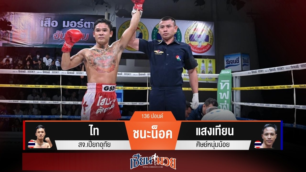 ผลมวยวันนี้ “ไท” วางแผนมาเนี๊ยบ! สับศอกน็อค “แสงเทียน” ยก 1