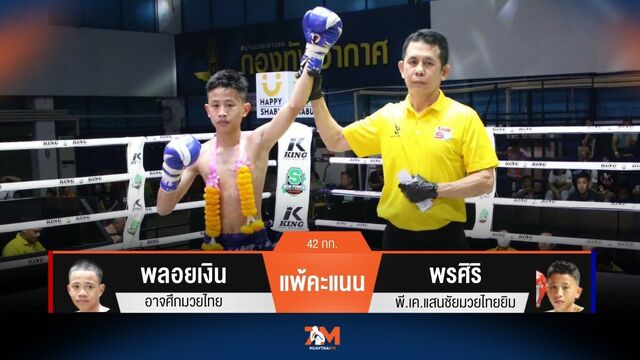 ผลมวยวันนี้ พลอยเงิน อาจศึกมวยไทย แพ้คะแนน พรศิริ พี.เค.แสนชัยมวยไทยยิม