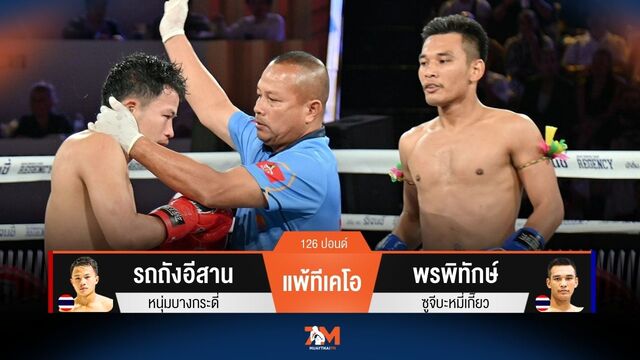 ผลมวยวันนี้ รถถังอีสาน แพ้ทีเคโอ พรพิทักษ์ ยก 4
