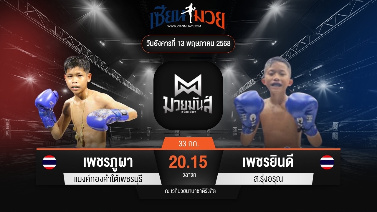 ไฮไลท์มวยศึกมวยมันส์สนั่นเมือง ระหว่าง เพชรภูผา แบงค์ทองคำใต้เพชรบุรี พบ เพชรยินดี ส.รุ่งอรุณ