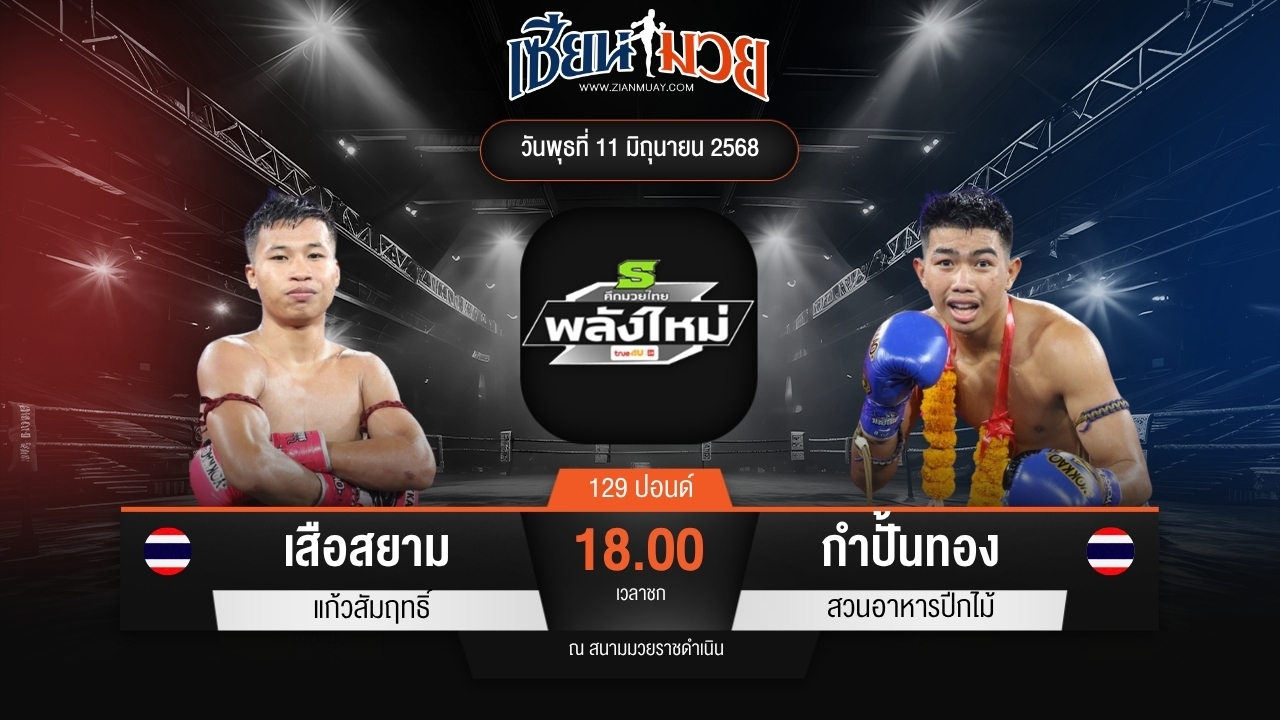ไฮไลท์มวยศึกมวยไทยพลังใหม่ ระหว่าง เสือสยาม แก้วสัมฤทธิ์ พบ กำปั้นทอง สวนอาหารปีกไม้