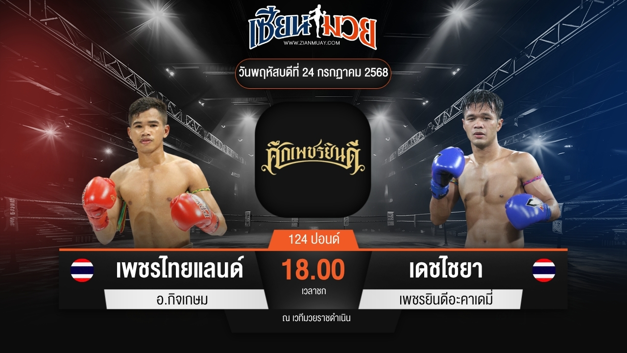 ไฮไลท์มวยศึกเพชรยินดี ระหว่าง เพชรไทยแลนด์ อ.กิจเกษม พบ เดชไชยา เพชรยินดีอะคาเดมี