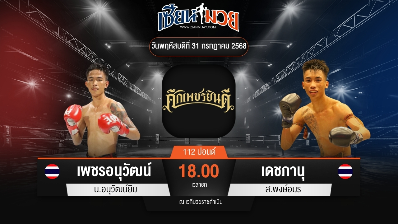 ไฮไลท์มวยศึกเพชรยินดี ระหว่าง เพชรอนุวัฒน์ น.อนุวัฒน์ยิม พบ เดชภานุ ส.พงษ์อมร