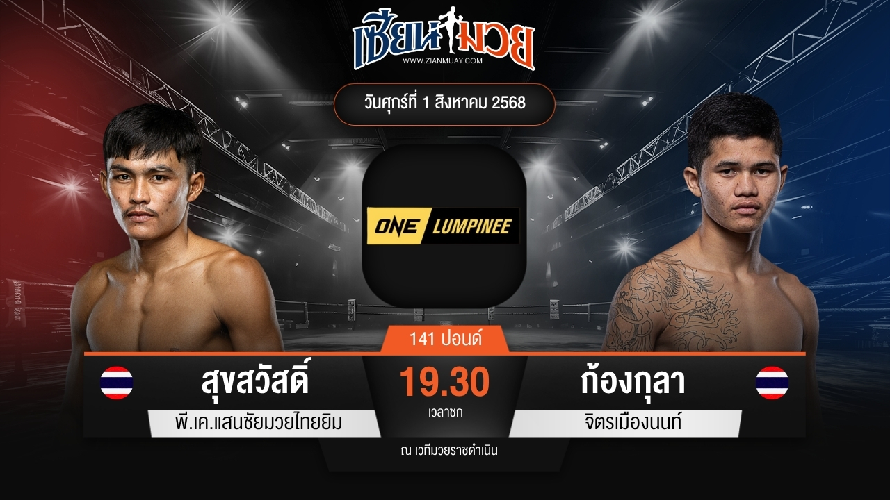 ไฮไลท์มวยศึก ONE ลุมพินี 118 ระหว่าง สุขสวัสดิ์ พี.เค.แสนชัยมวยไทยยิม พบ ก้องกุลา จิตรเมืองนนท์
