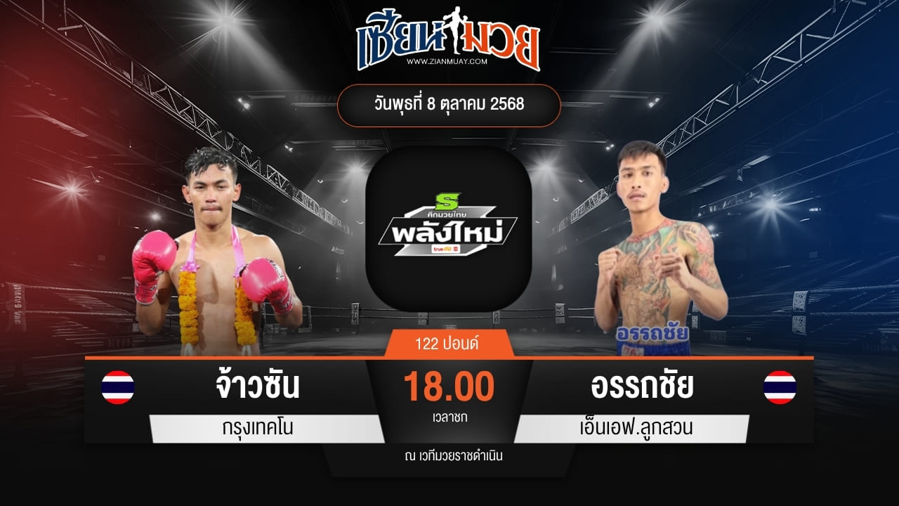 ไฮไลท์มวยศึกมวยไทยพลังใหม่ ระหว่าง จ้าวซัน กรุงเทคโน พบ อรรถชัย เอ็นเอฟ.ลูกสวน
