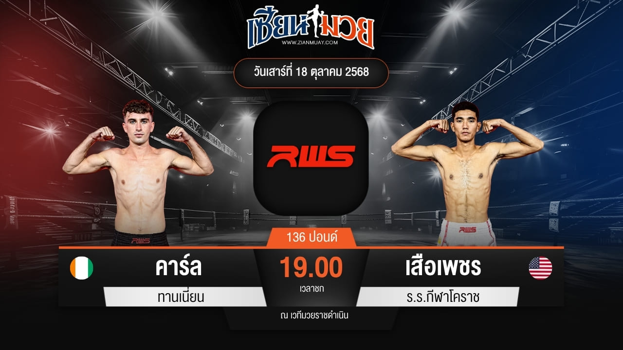 ไฮไลท์มวยศึก RWS ระหว่าง คาร์ล ทานเนี่ยน พบ เสือเพชร ร.ร.กีฬาโคราช