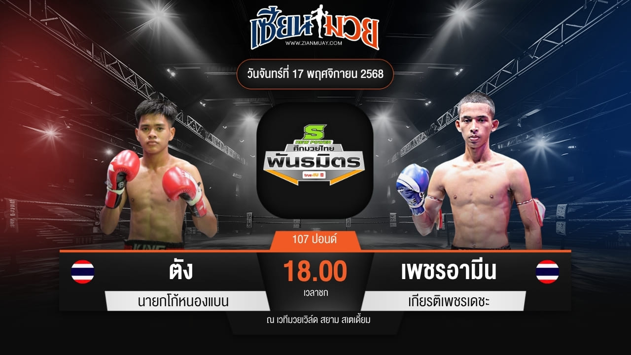 ไฮไลท์มวยศึกมวยไทยพันธมิตร ระหว่าง ตัง นายกโก้หนองแบน พบ เพชรอามีน เกียรติเพชรเดชะ