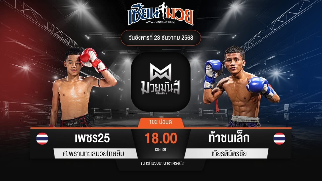 ไฮไลท์มวยศึกมวยมันส์สนั่นเมือง ระหว่าง เพชร25 ศ.พรานทะเลมวยไทยยิม พบ ท้าชนเล็ก เกียรติฉัตรชัย