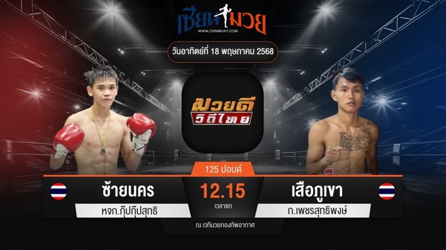 ไฮไลท์มวยศึกมวยดีวิถีไทย ระหว่าง ซ้ายนคร หจก.กุ๊ปกุ๊ปสุทธิ พบ เสือภูเขา ก.เพชรสุทธิพงษ์