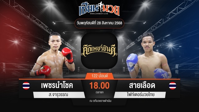 ไฮไลท์มวยศึกเพชรยินดี ระหว่าง เพชรนำโชค ส.จารุวรรณ พบ สายเลือด ไฟท์เตอร์มวยไทย