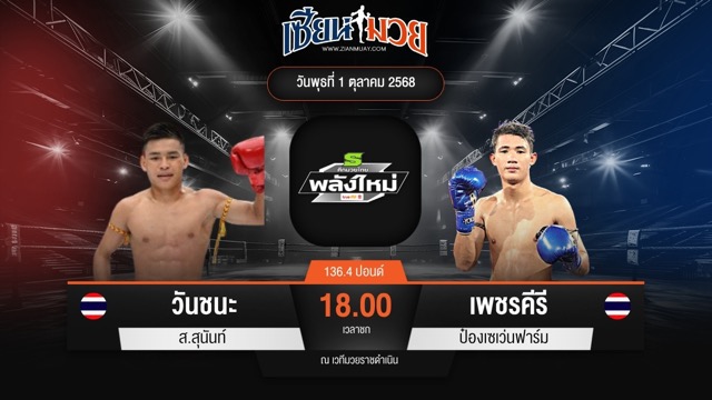 ไฮไลท์มวยศึกมวยไทยพลังใหม่ ระหว่าง วันชนะ ส.สุนันท์ พบ เพชรคีรี ป๋องเซเว่นฟาร์ม