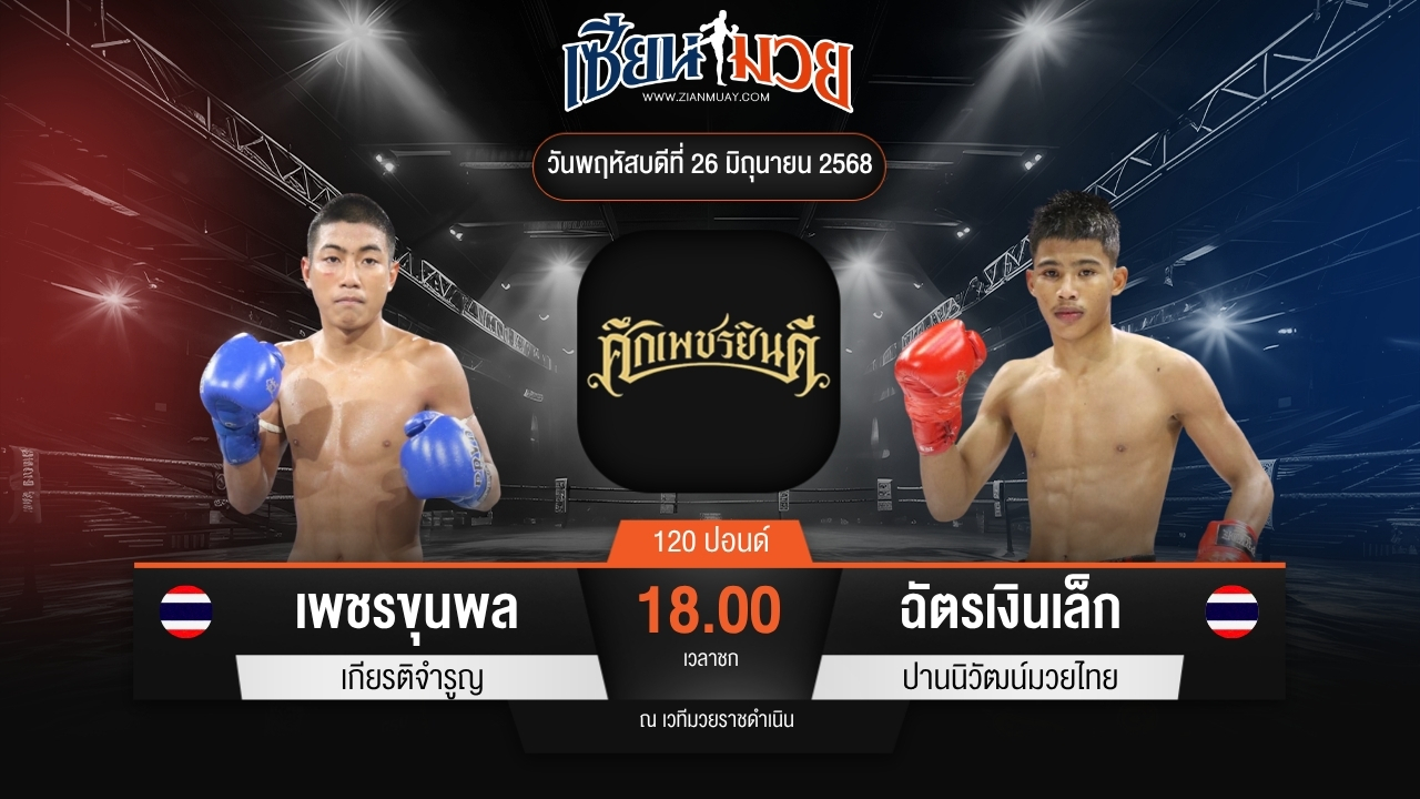 ไฮไลท์มวยศึกเพชรยินดี ระหว่าง เพชรขุนพล เกียรติจำรูญ พบ ฉัตรเงินเล็ก ปานนิวัฒน์มวยไทย