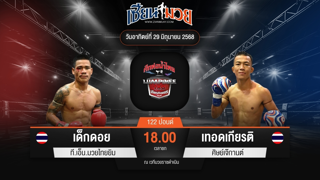 ไฮไลท์มวยศึกท่อน้ำไทย TKO เกียรติเพชร ระหว่าง เด็กดอย ที.เอ็น.มวยไทยยิม พบ เทอดเกียรติ ศิษย์เจ๊กานต์